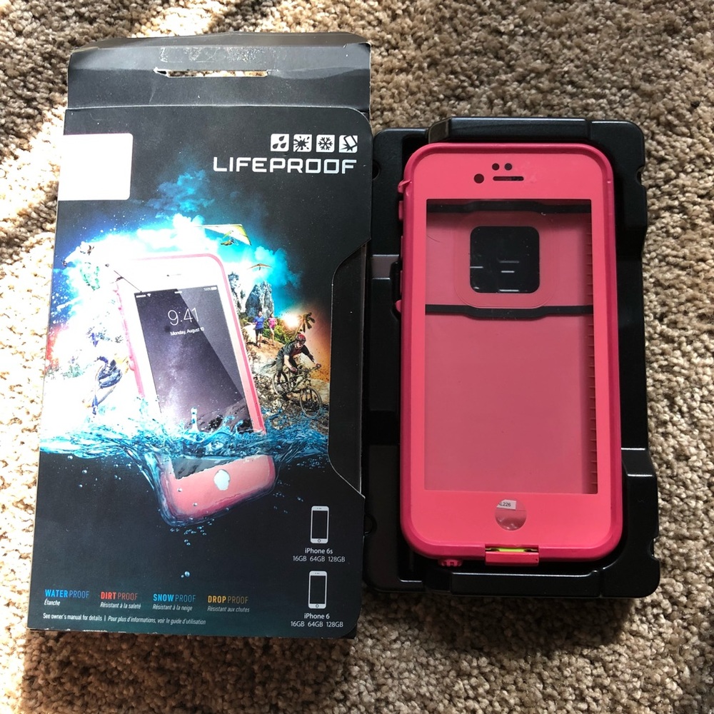 Pink and green life proof case
